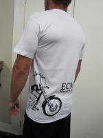 ECM Motorcycles, Motorcycle on Lower Back. Quality Tees available in black or white. S.M.L.XL. $20.00 each